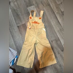 Vintage 70s Union Made Tah Kids Tan Overalls with Zoo Keeper Wide leg